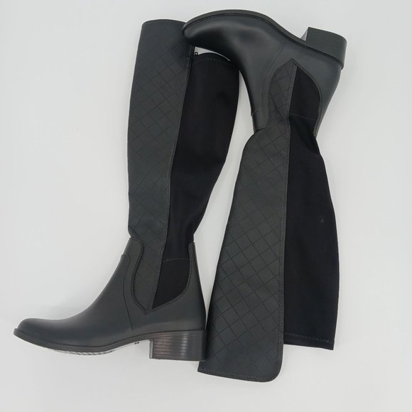 BERNARDO WOMENS  EVE QUILTED BLACK RUBBER RAIN BOOTS SIZE 8 - Picture 11 of 12